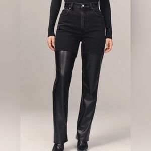 Abercrombie & Fitch The 90's Straight Ultra High Rise Jean&Leather 32/14L NWT